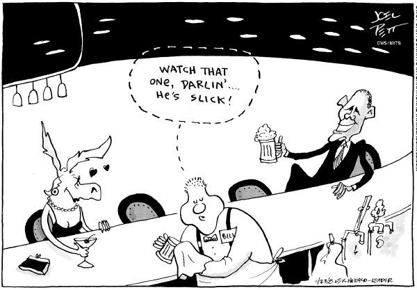 Editorial Cartoon by Joel Pett, Lexington Herald-Leader, CWS/CartoonArts Intl. on Democratic Campaign News