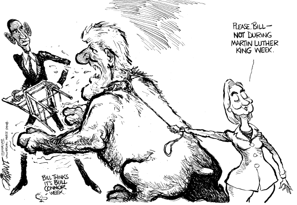 Editorial Cartoon by Pat Oliphant, Universal Press Syndicate on Democratic Campaign News