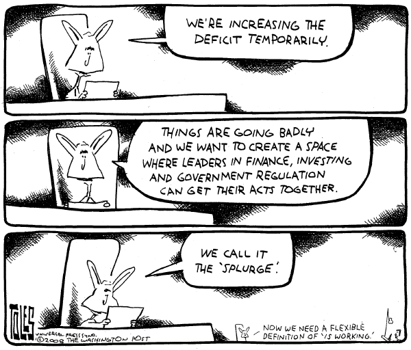Editorial Cartoon by Tom Toles, Washington Post on US Economy on the Brink