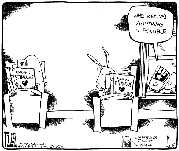 Editorial Cartoon by Tom Toles, Washington Post on US Economy on the Brink