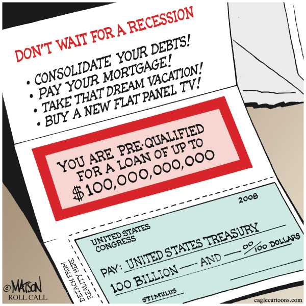 Editorial Cartoon by RJ Matson, Cagle Cartoons on US Economy on the Brink