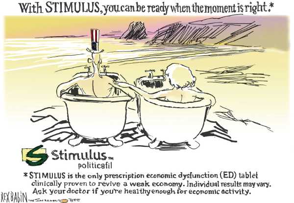 Editorial Cartoon by Rex Babin, Sacramento Bee on US Economy on the Brink