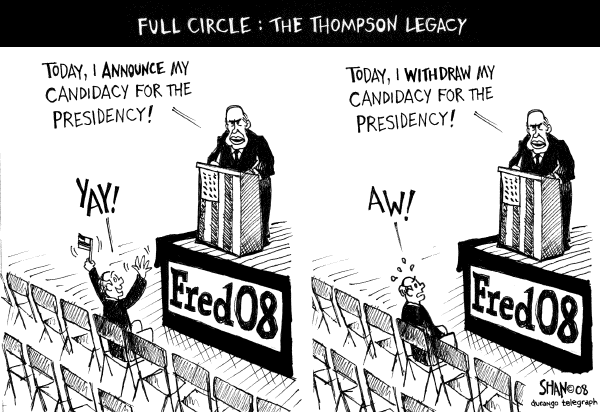 Editorial Cartoon by Shan Wells, Durango Telegraph, Durango, Colorado on Republican Campaign News