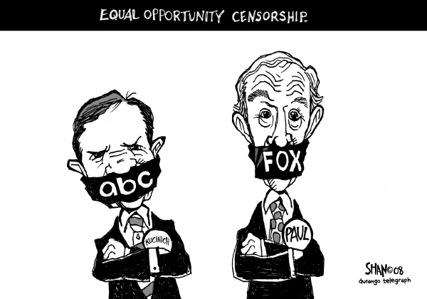 Editorial Cartoon by Shan Wells, Durango Telegraph, Durango, Colorado on Still More Campaign News