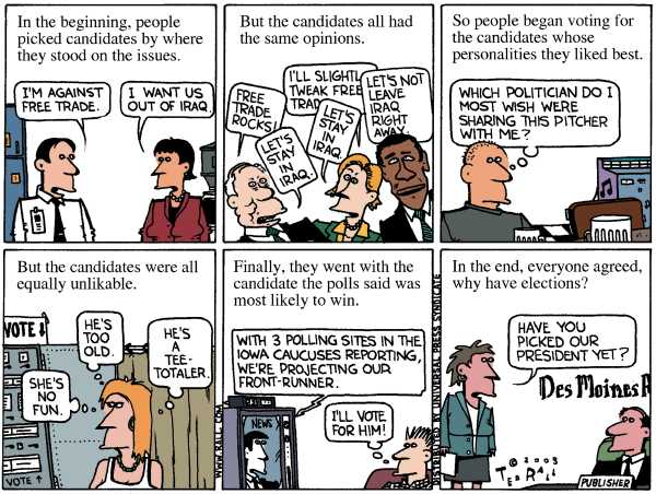 Editorial Cartoon by Ted Rall on Still More Campaign News