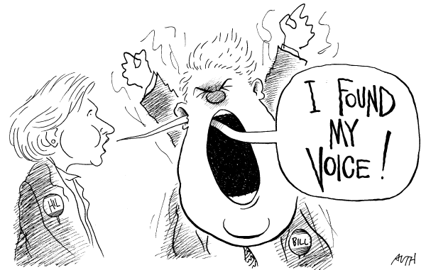 Editorial Cartoon by Tony Auth, Philadelphia Inquirer on Bill Clinton Assumes Major Role