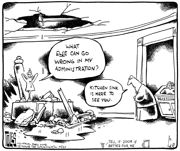 Editorial Cartoon by Tom Toles, Washington Post on US Economy Continues to Slip