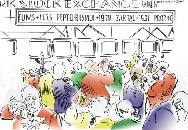Editorial Cartoon by Rex Babin, Sacramento Bee on US Economy Continues to Slip
