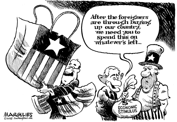 Editorial Cartoon by Jimmy Margulies, The Record, New Jersey on Congress Proposes Stimulus Plan