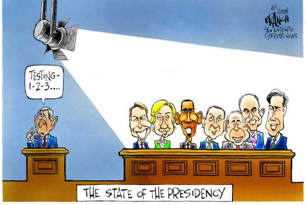 Editorial Cartoon by John Branch, San Antonio Express-News on Bush Delivers Last State of Union Speech