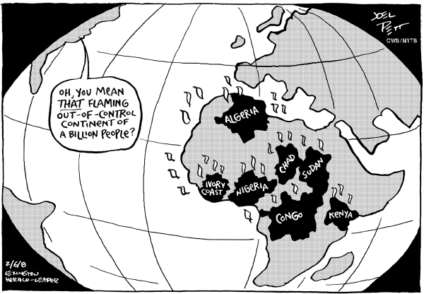 Editorial Cartoon by Joel Pett, Lexington Herald-Leader, CWS/CartoonArts Intl. on Trouble in Africa