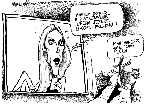 Editorial Cartoon by Mike Luckovich, Atlanta Journal-Constitution on Candidates Too Liberal, Conservatives Say