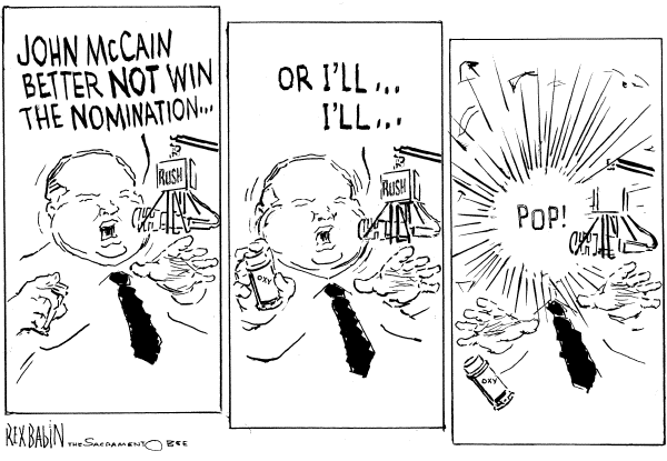 Editorial Cartoon by Rex Babin, Sacramento Bee on Candidates Too Liberal, Conservatives Say
