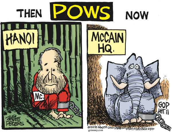 Editorial Cartoon by Mike Peters, Dayton Daily News on Candidates Too Liberal, Conservatives Say