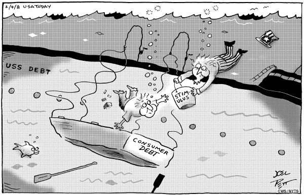 Editorial Cartoon by Joel Pett, Lexington Herald-Leader, CWS/CartoonArts Intl. on Recession Hits US
