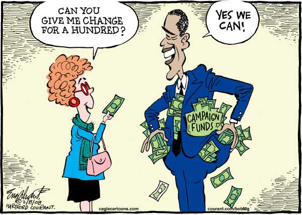 Editorial Cartoon by Bob Engelhart, Hartford Courant on Obama Overtakes Clinton