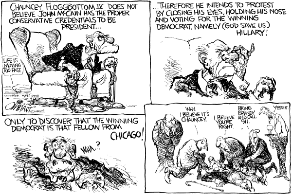 Editorial Cartoon by Pat Oliphant, Universal Press Syndicate on McCain Gains Insurmountable Lead