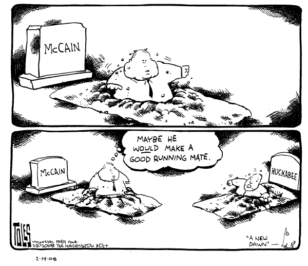 Editorial Cartoon by Tom Toles, Washington Post on McCain Gains Insurmountable Lead