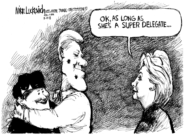 Editorial Cartoon by Mike Luckovich, Atlanta Journal-Constitution on Superdelegates to Decide Demo Race