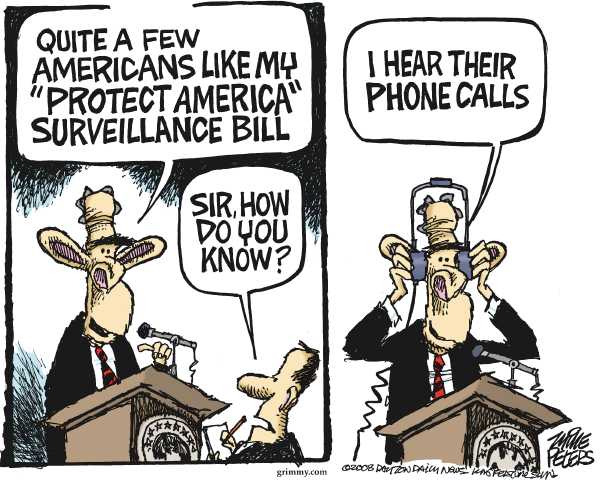 Editorial Cartoon by Mike Peters, Dayton Daily News on Congress OKs Illegal Spying