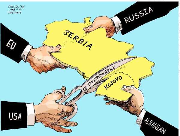 Editorial Cartoon by Petar Pismestrovic, Kleine Zeitung, Austria on Kosovo Declares Independence