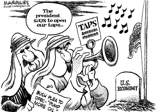 Editorial Cartoon by Jimmy Margulies, The Record, New Jersey on Gas Moves Toward $4