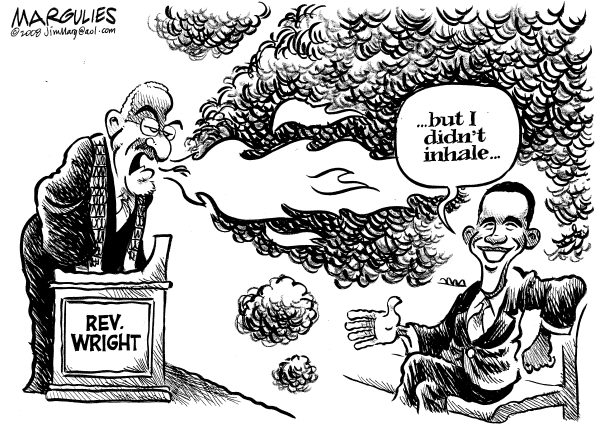 Editorial Cartoon by Jimmy Margulies, The Record, New Jersey on Obama Minister Raises a Stir