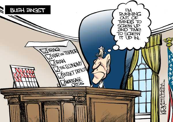 Editorial Cartoon by Kirk Walters, Toledo Blade on Bush Working Hard as Ever