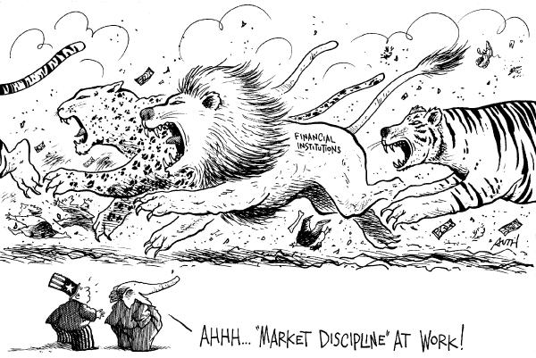 Editorial Cartoon by Tony Auth, Philadelphia Inquirer on Recession Not Yet Here, Experts Say