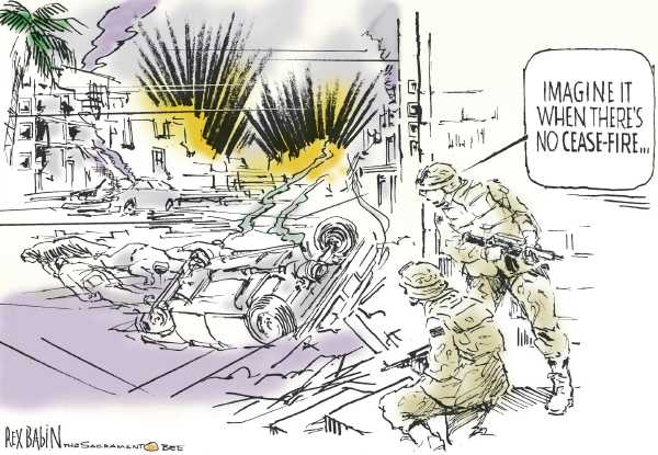Editorial Cartoon by Rex Babin, Sacramento Bee on Fighting Escalates in Iraq