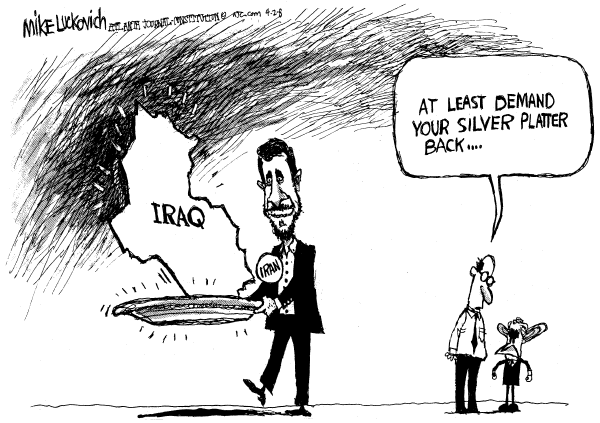 Editorial Cartoon by Mike Luckovich, Atlanta Journal-Constitution on Fighting Escalates in Iraq