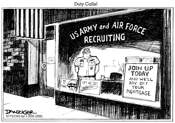Editorial Cartoon by Jeff Danziger, CWS/CartoonArts Intl. on Recession Becomes a Possibility