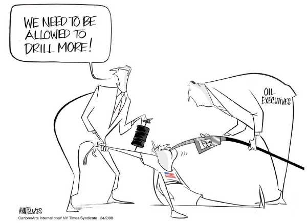 Editorial Cartoon by Ann Telnaes, CWS/CartoonArts Intl. on Oil Execs Defend Record Profits