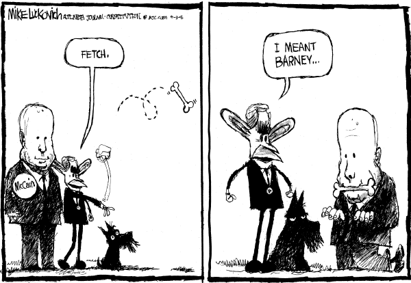 Editorial Cartoon by Mike Luckovich, Atlanta Journal-Constitution on McCain Moves to the Right