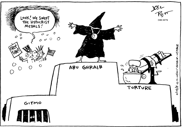 Editorial Cartoon by Joel Pett, Lexington Herald-Leader, CWS/CartoonArts Intl. on Bush Administration Staying Active