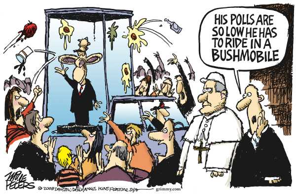 Editorial Cartoon by Mike Peters, Dayton Daily News on Bush Administration Staying Active