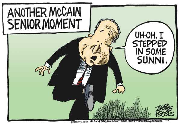 Editorial Cartoon by Mike Peters, Dayton Daily News on McCain and Clinton Critical of Obama