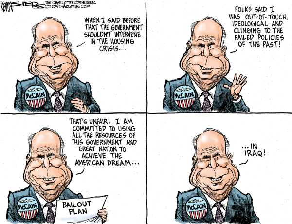 Editorial Cartoon by Kevin Siers, Charlotte Observer on McCain and Clinton Critical of Obama