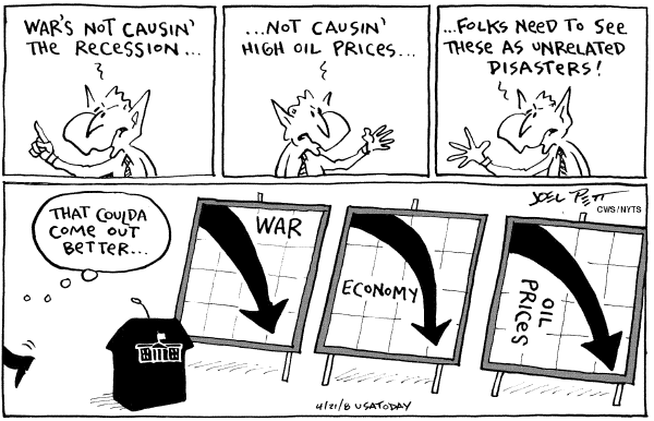 Editorial Cartoon by Joel Pett, Lexington Herald-Leader, CWS/CartoonArts Intl. on Bush Remains as Determined as Ever
