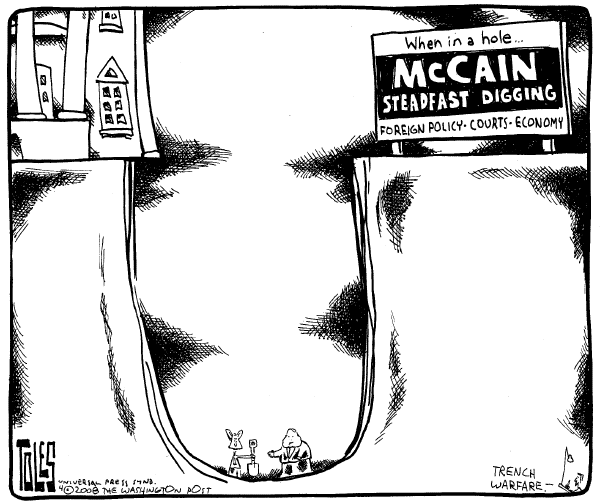 Editorial Cartoon by Tom Toles, Washington Post on Bush Remains as Determined as Ever