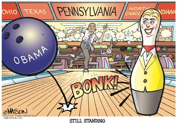 Editorial Cartoon by RJ Matson, Cagle Cartoons on Clinton Hangs On