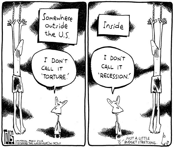 Editorial Cartoon by Tom Toles, Washington Post on Bush and Cheney Looking for Solutions