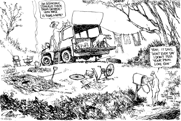 Editorial Cartoon by Pat Oliphant, Universal Press Syndicate on US Economy Heating Up