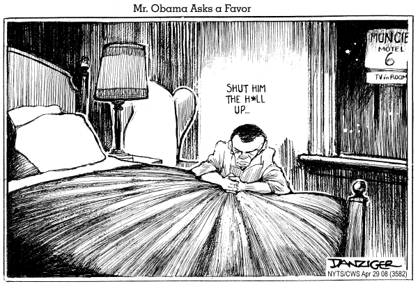 Editorial Cartoon by Jeff Danziger, CWS/CartoonArts Intl. on Obama Denounces Reverend Wright