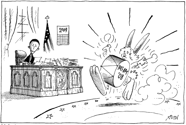 Editorial Cartoon by Tony Auth, Philadelphia Inquirer on Democratic Race Still Undecided