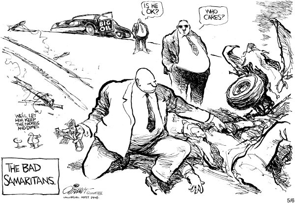 Editorial Cartoon by Pat Oliphant, Universal Press Syndicate on Economy Shows Signs of Life