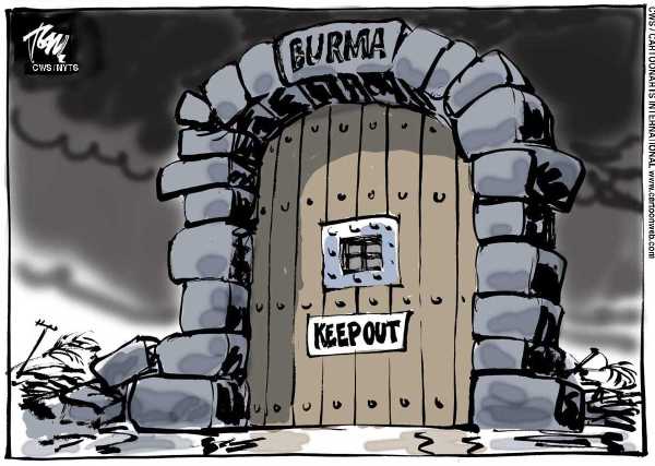 Editorial Cartoon by Tom Janssen, Trouw, Amsterdam, Netherlands on Cyclone Relief Slow