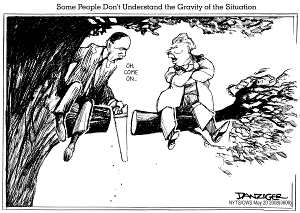 Editorial Cartoon by Jeff Danziger, CWS/CartoonArts Intl. on Hillary Refuses to Quit