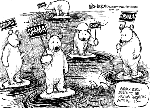 Editorial Cartoon by Mike Luckovich, Atlanta Journal-Constitution on Polar Bear Population Falling