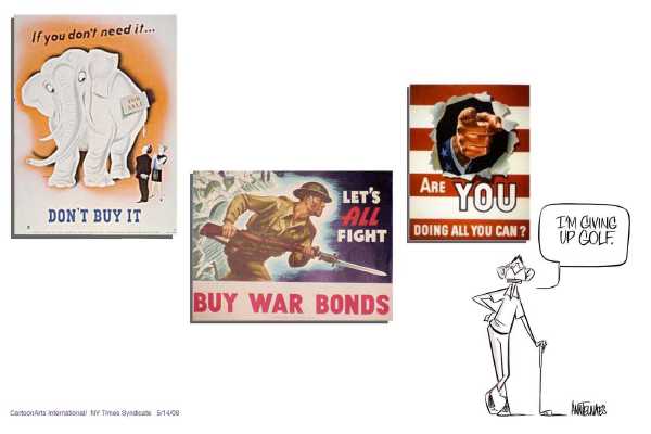 Editorial Cartoon by Ann Telnaes, CWS/CartoonArts Intl. on Bush Sacrifices for War